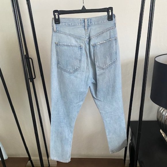 Riley Light Wash Distressed High Rise Straight Cropped Jeans - Picture 4 of 8